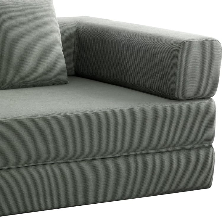 Sarantino Lume 1.9m Convertible Sofa Bed Green Corduroy Folding Foam Couch Double Floor Daybed Chaise Lounge image 15