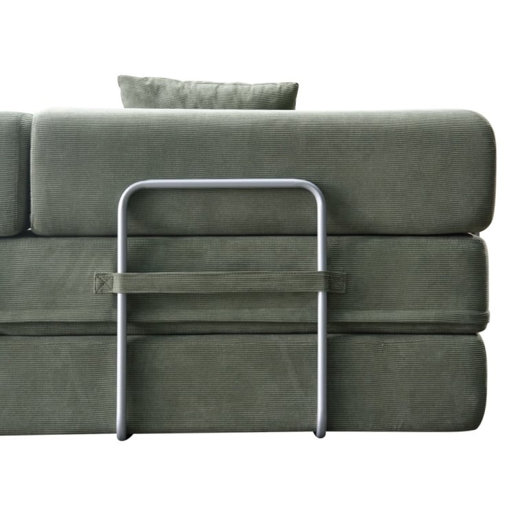 Sarantino Lume 1.9m Convertible Sofa Bed Green Corduroy Folding Foam Couch Double Floor Daybed Chaise Lounge image 19