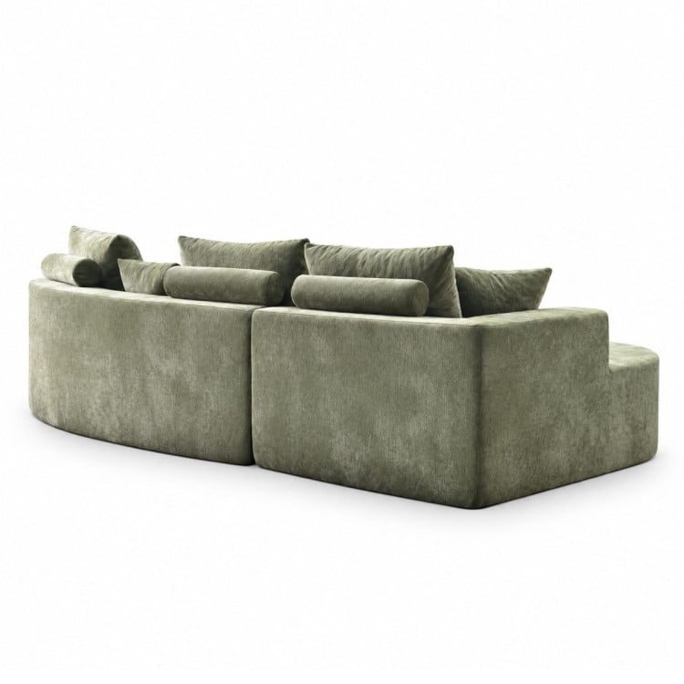 Sarantino Nuvola 2.65m Curved Cloud Sofa with Chaise Green Chenille Sectional Couch Lounge in a Box No Assembly image 18
