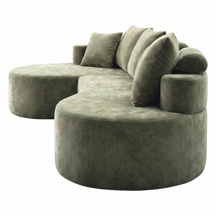 Sarantino Nuvola 2.65m Curved Cloud Sofa with Chaise Green Chenille Sectional Couch Lounge in a Box No Assembly image 12