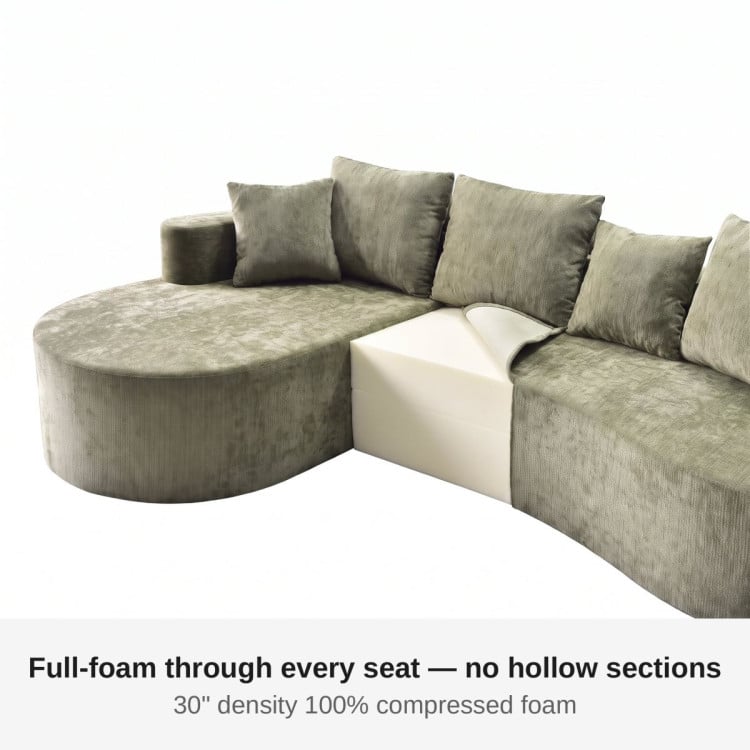 Sarantino Nuvola 2.65m Curved Cloud Sofa with Chaise Green Chenille Sectional Couch Lounge in a Box No Assembly image 11