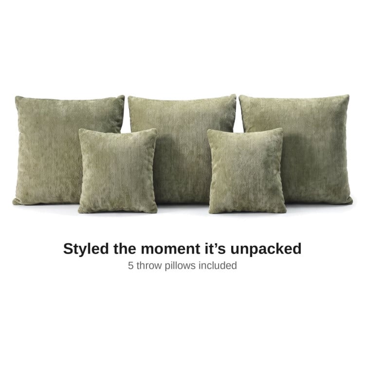 Sarantino Nuvola 2.65m Curved Cloud Sofa with Chaise Green Chenille Sectional Couch Lounge in a Box No Assembly image 14