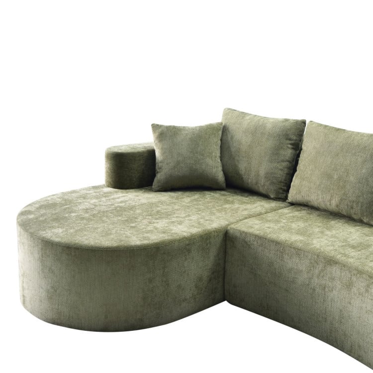 Sarantino Nuvola 2.65m Curved Cloud Sofa with Chaise Green Chenille Sectional Couch Lounge in a Box No Assembly image 15