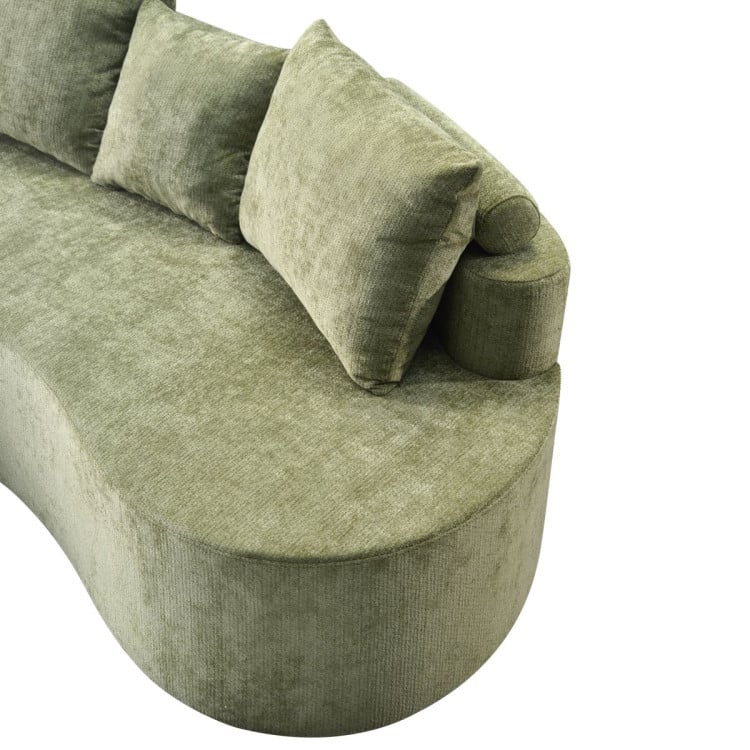 Sarantino Nuvola 2.65m Curved Cloud Sofa with Chaise Green Chenille Sectional Couch Lounge in a Box No Assembly image 16