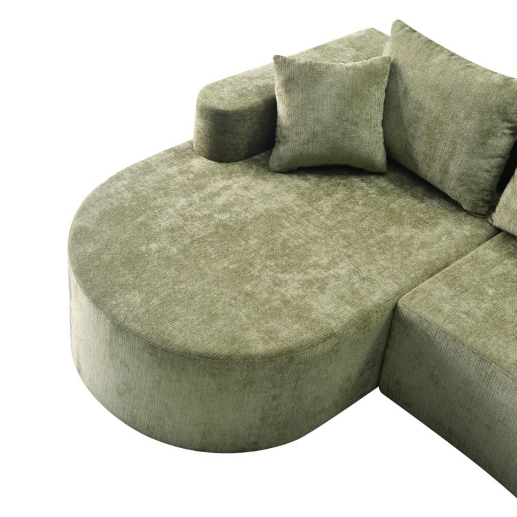 Sarantino Nuvola 2.65m Curved Cloud Sofa with Chaise Green Chenille Sectional Couch Lounge in a Box No Assembly image 17