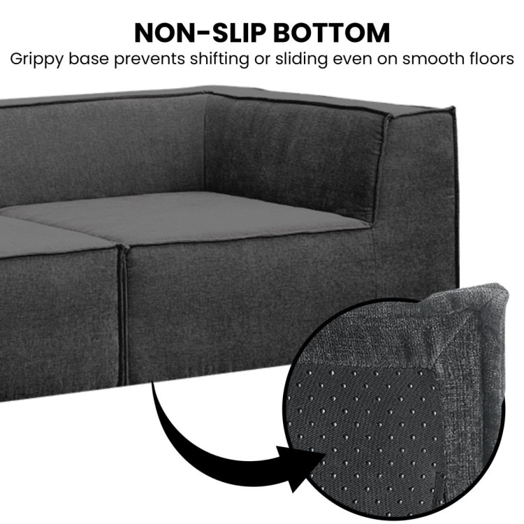 Sarantino Novi 3-Seater Modular Sofa Ottoman Charcoal Black Non-Slip Bottom Lounge image 8