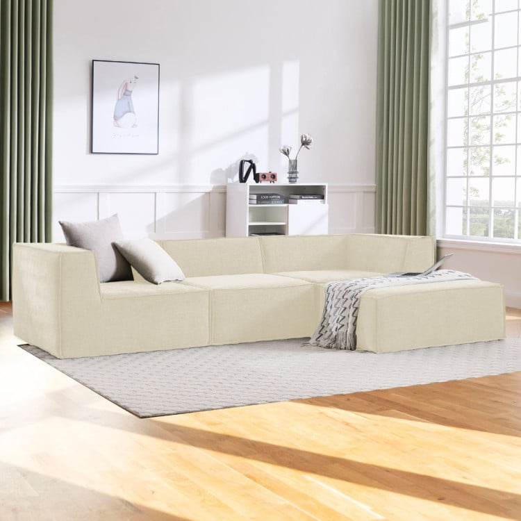 Sarantino Novi 3-Seater Modular Sofa with Ottoman in Cream Non-Slip Bottom Lounge image 10