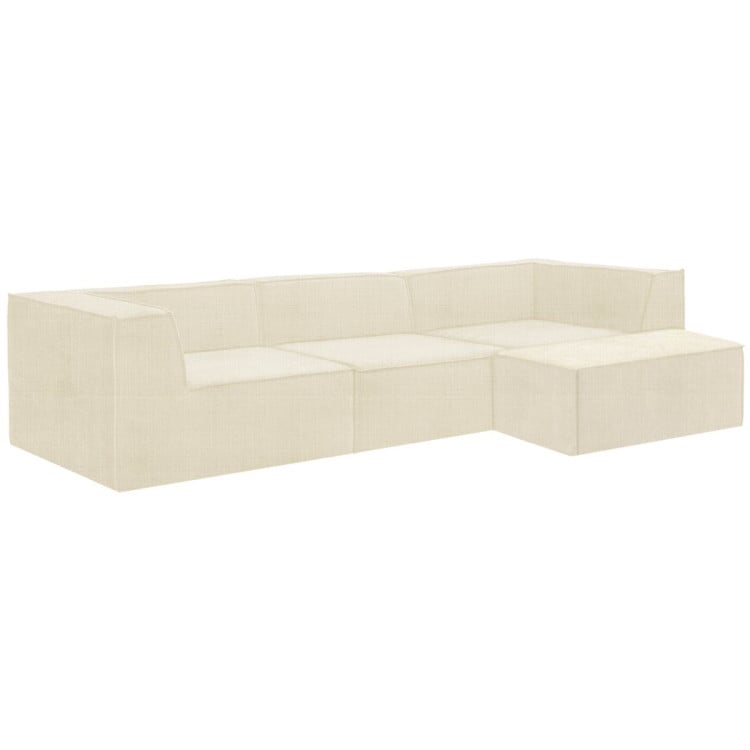 Sarantino Novi 3-Seater Modular Sofa with Ottoman in Cream Non-Slip Bottom Lounge image 3