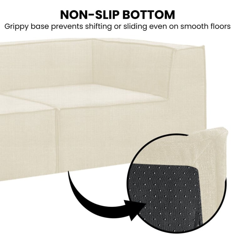 Sarantino Novi 3-Seater Modular Sofa with Ottoman in Cream Non-Slip Bottom Lounge image 8