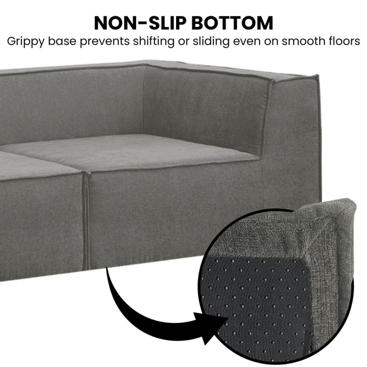 Sarantino Novi 3-Seater Modular Sofa with Ottoman in Grey Non-Slip Bottom Lounge image 8
