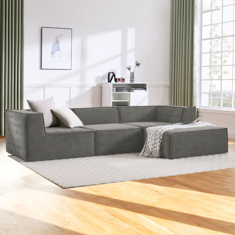 Sarantino Novi 3-Seater Modular Sofa with Ottoman in Grey Non-Slip Bottom Lounge image 10