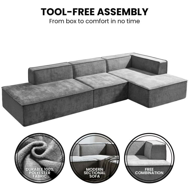 Sarantino Vani Compressed 3 Seater Modular Sofa Set- Dark Grey image 7