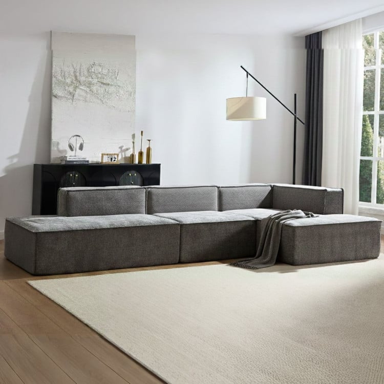 Sarantino Vani Compressed 3 Seater Modular Sofa Set- Dark Grey image 11