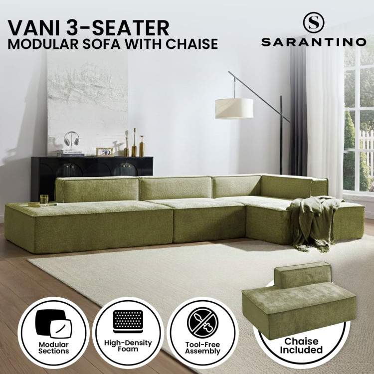 Sarantino Vani 3 Seater Modular Sofa Set - Green image 11