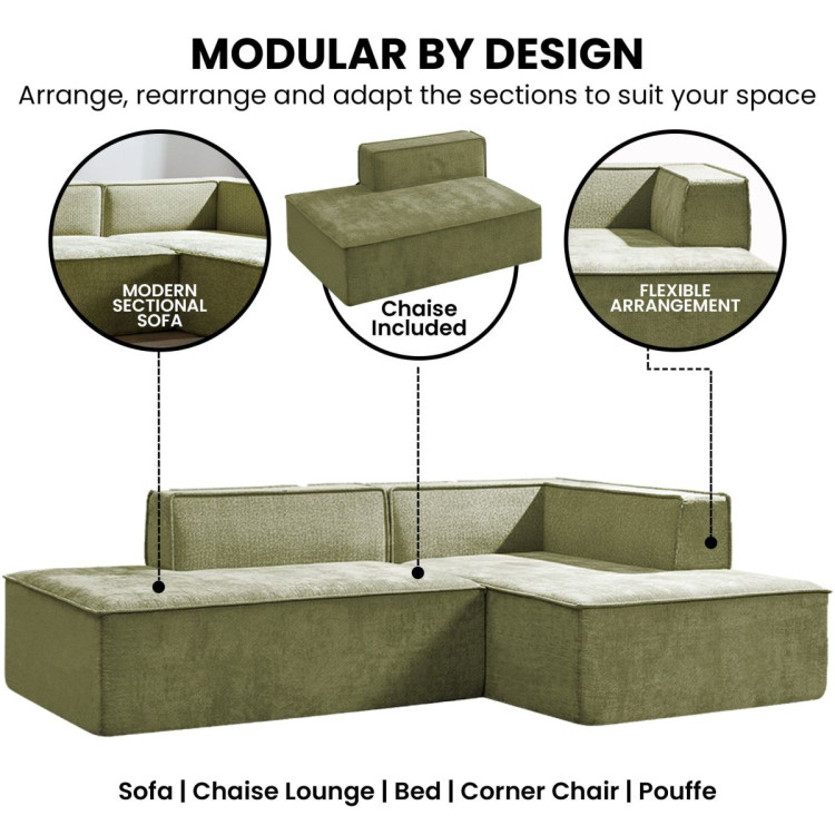 Sarantino Vani 3 Seater Modular Sofa Set - Green image 5