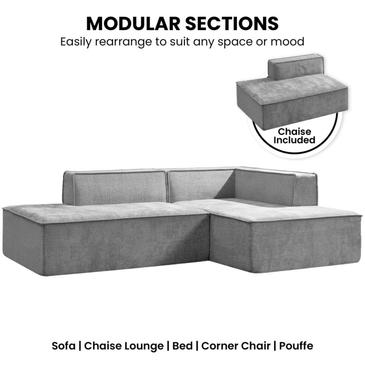 Sarantino Vani Compressed 3 Seater Modular Sofa Set - Light Grey image 5