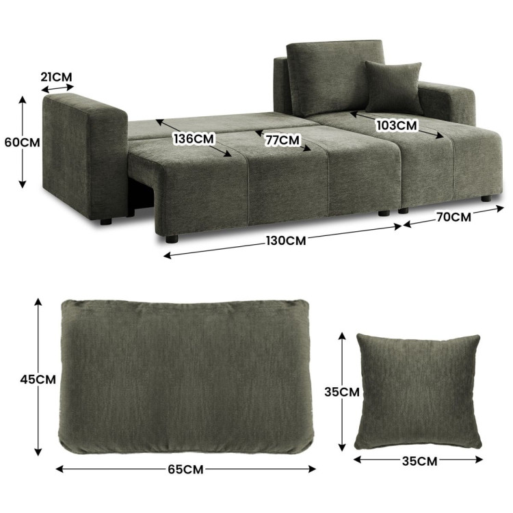 Sarantino Caliana Reversible L Shape Sofa Bed with Storage & Backrest - Green image 6