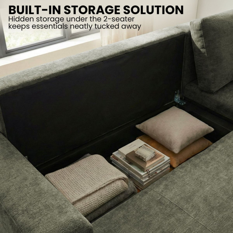 Sarantino Caliana Reversible L Shape Sofa Bed with Storage & Backrest - Green image 10