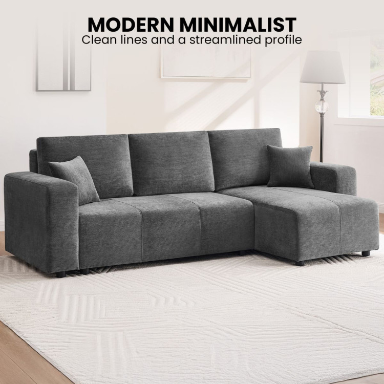 Sarantino Caliana Reversible L Shape Sofa Bed with Storage & Backrest - Grey image 7