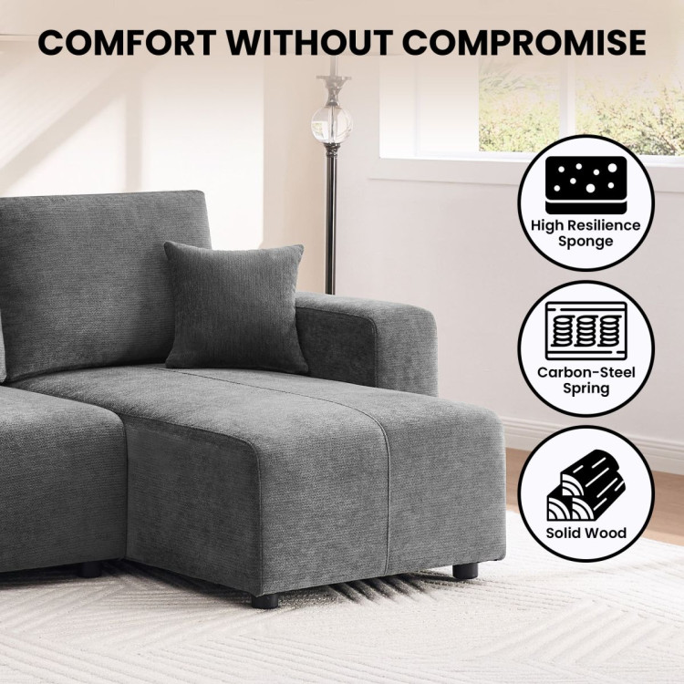 Sarantino Caliana Reversible L Shape Sofa Bed with Storage & Backrest - Grey image 9