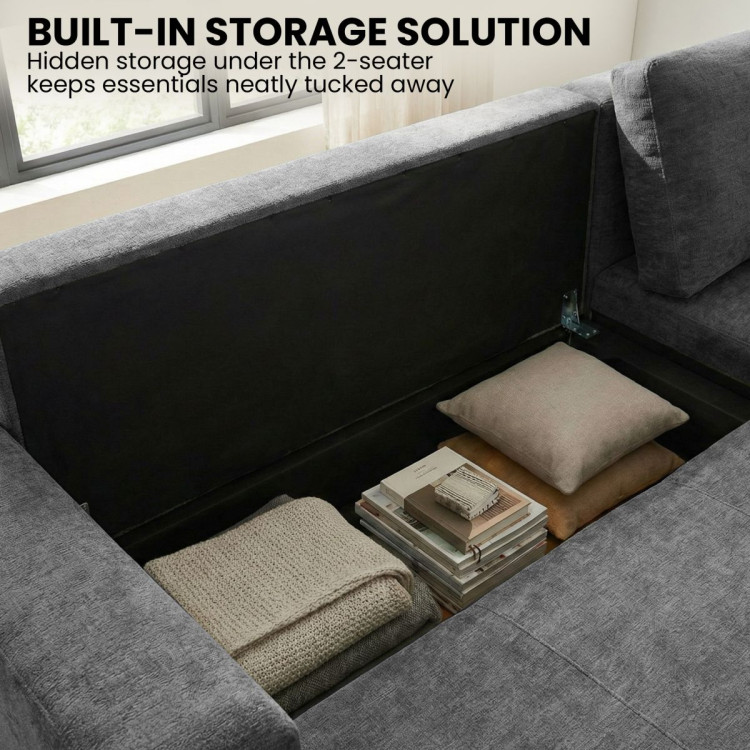 Sarantino Caliana Reversible L Shape Sofa Bed with Storage & Backrest - Grey image 10