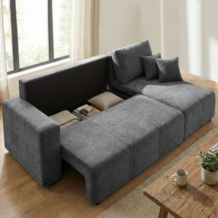 Sarantino Caliana Reversible L Shape Sofa Bed with Storage & Backrest - Grey image 16