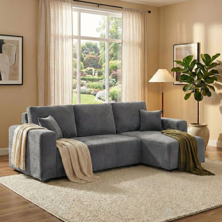 Sarantino Caliana Reversible L Shape Sofa Bed with Storage & Backrest - Grey image 17