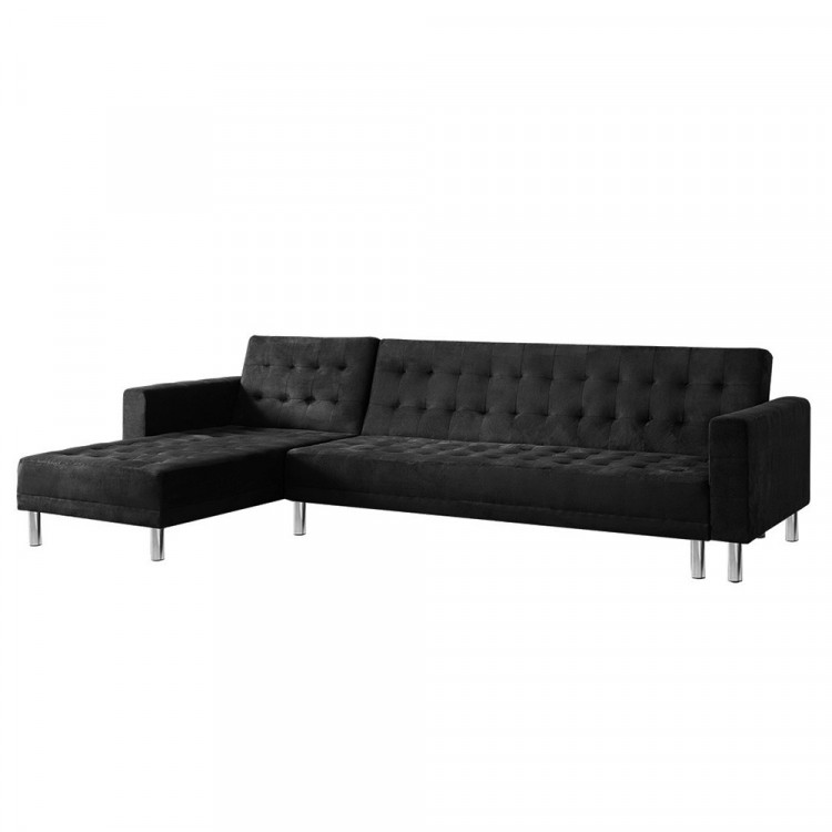Sarantino Corner Sofa Bed Couch with Chaise - Black image 2