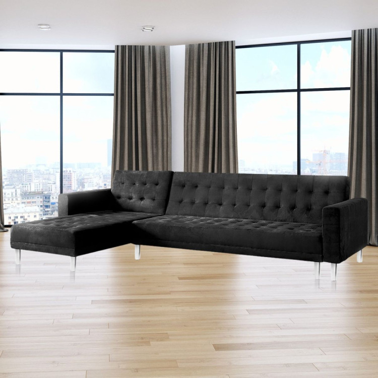 Sarantino Corner Sofa Bed Couch with Chaise - Black image 6
