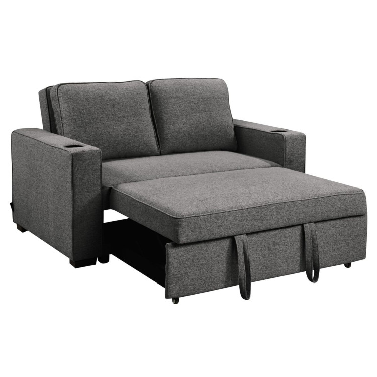 Sarantino Hoffman Linen Sofa Bed with Cushions & Cup Holders Dark Grey image 3