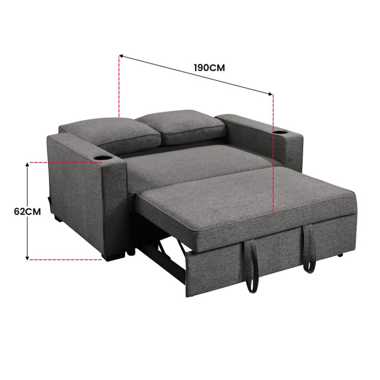 Sarantino Hoffman Linen Sofa Bed with Cushions & Cup Holders Dark Grey image 5