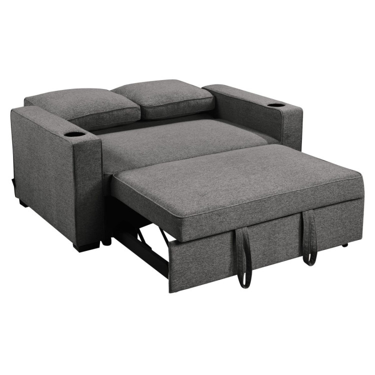 Sarantino Hoffman Linen Sofa Bed with Cushions & Cup Holders Dark Grey image 6