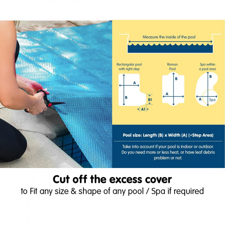 500 Micron Solar Swimming Pool Cover 8.5m x 4.2m - Blue image 6