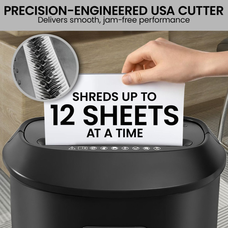 Centurion 25L 12-Sheet Paper Shredder Electric Cross-Cut Home & Office Cutter image 7