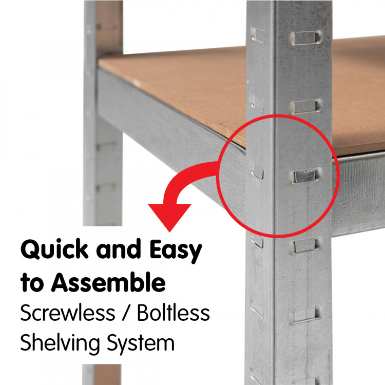 5 Shelf Adjustable Storage Rack Work Table Galvanized Steel 180x90cm image 12