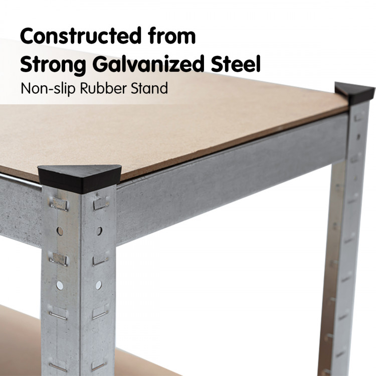 5 Shelf Adjustable Storage Rack Work Table Galvanized Steel 180x90cm image 3