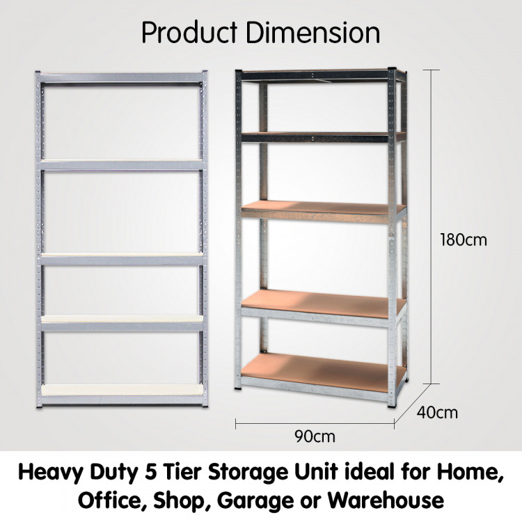 5 Shelf Adjustable Storage Rack Work Table Galvanized Steel 180x90cm image 7