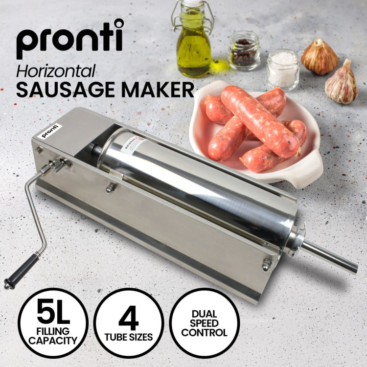 Pronti 5L Stainless Steel Horizontal Sausage Stuffer image 12