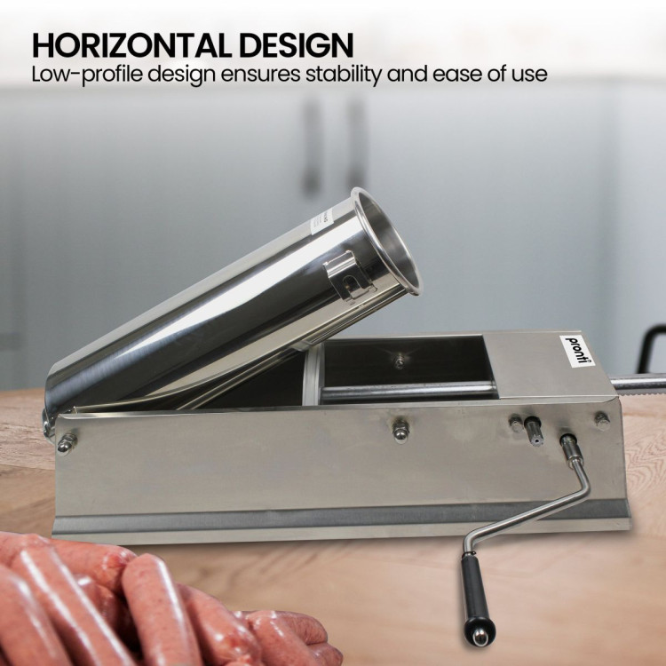 Pronti 5L Stainless Steel Horizontal Sausage Stuffer image 6