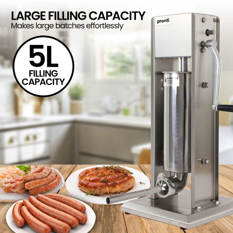Pronti 5L Stainless Steel Vertical Sausage Stuffer image 8