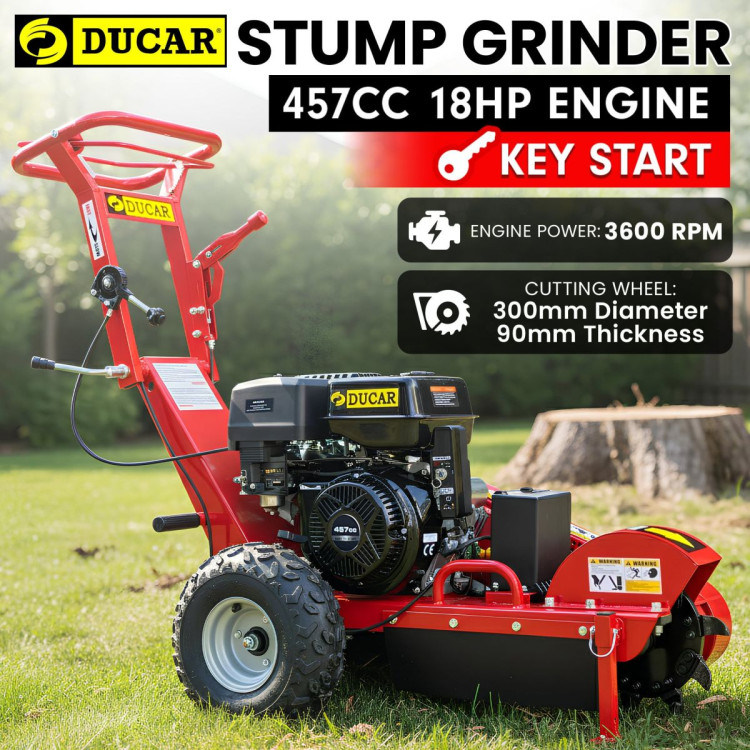 Ducar Stump Grinder 457cc 18HP Petrol Engine with Key Start & Tungsten Carbide Teeth image 16