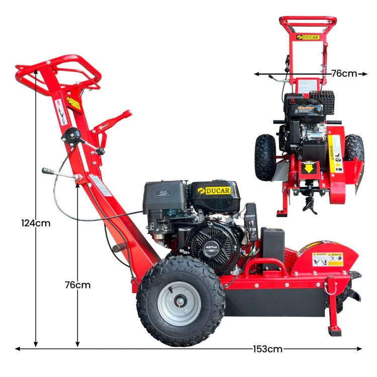 Ducar Stump Grinder 457cc 18HP Petrol Engine with Key Start & Tungsten Carbide Teeth image 3