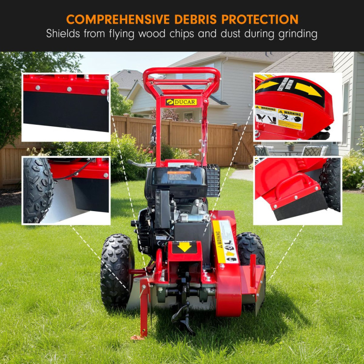 Ducar Stump Grinder 457cc 18HP Petrol Engine with Key Start & Tungsten Carbide Teeth image 13