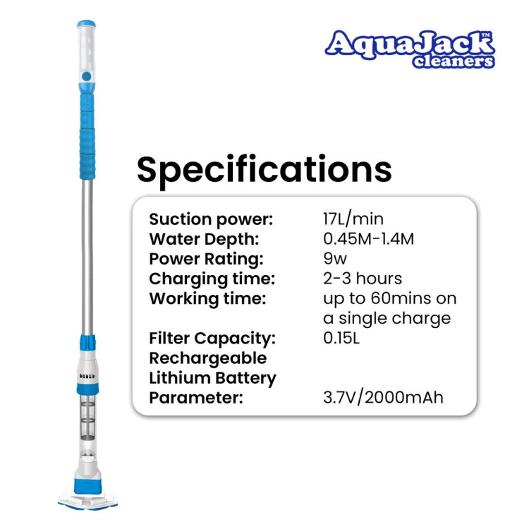Aquajack 127 Portable Rechargeable Spa and Pool Vacuum Cleaner image 9