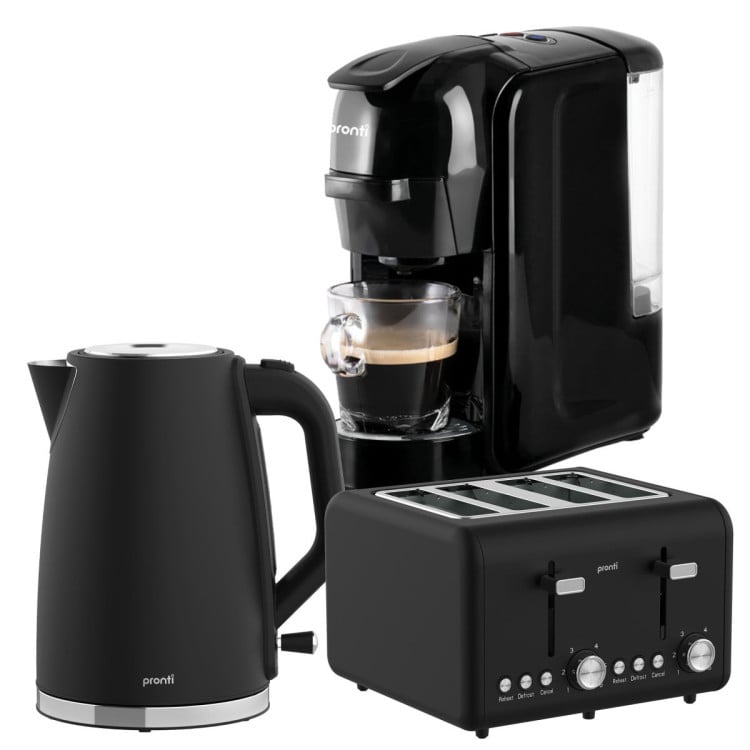 Pronti Breakfast Set with HomeMaid Coffee Machine, Silver Noir Toaster ...