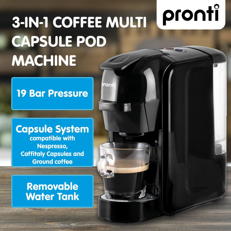 Pronti Breakfast Set with HomeMaid Coffee Machine, Silver Noir Toaster & Kettle image 4