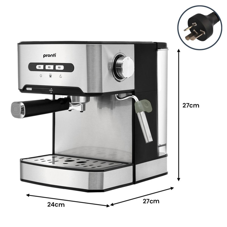 Pronti Breakfast Set with 1.6L Coffee Machine, Silver Noir Toaster & Kettle image 7