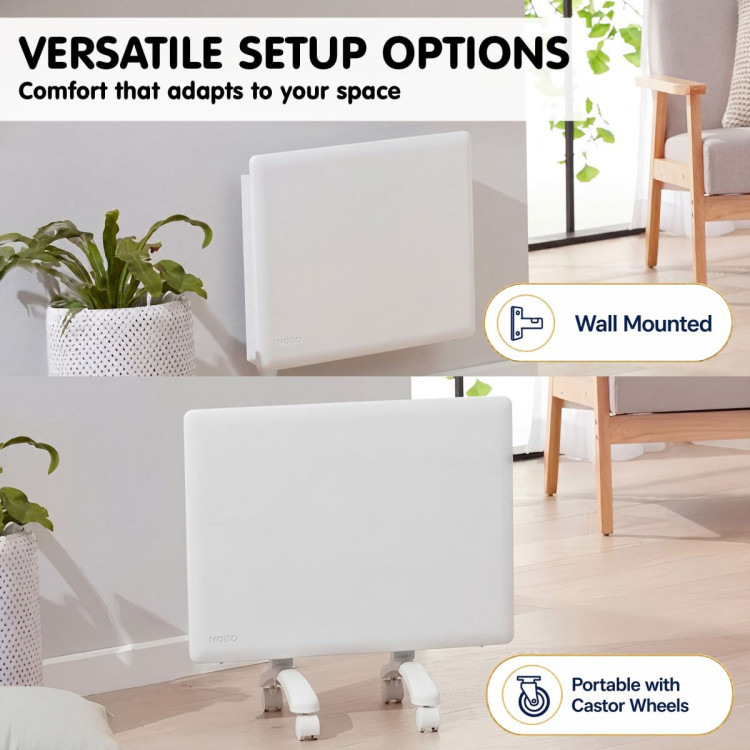 Nobo 1000W Compact Electric Panel Heater with Castors & Wall Mount - Refurbished image 10