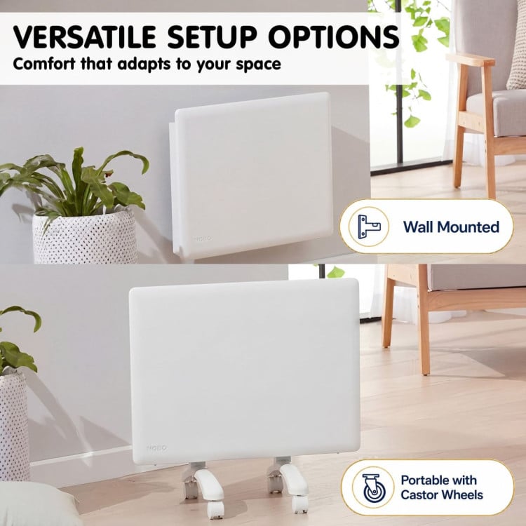 Nobo 1500W Compact Electric Panel Heater with Castors & Wall Mount - Refurbished image 10