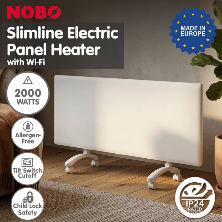 Nobo 2000W Slimline Electric Panel Heater with Remote Control Wi-Fi Enabled via the Capa Connect App - Refurbished image 3